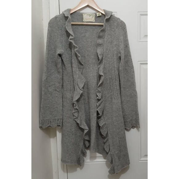 Sparrow womens small lightweight long cardigan sweater angora wool gray - Picture 2 of 7